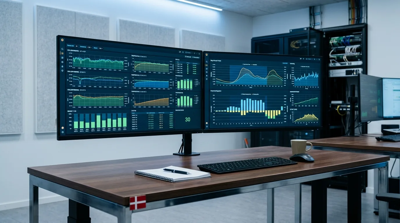 Skærmpaneler med real-time batteri-data og styringsdashboards i kontrolrum