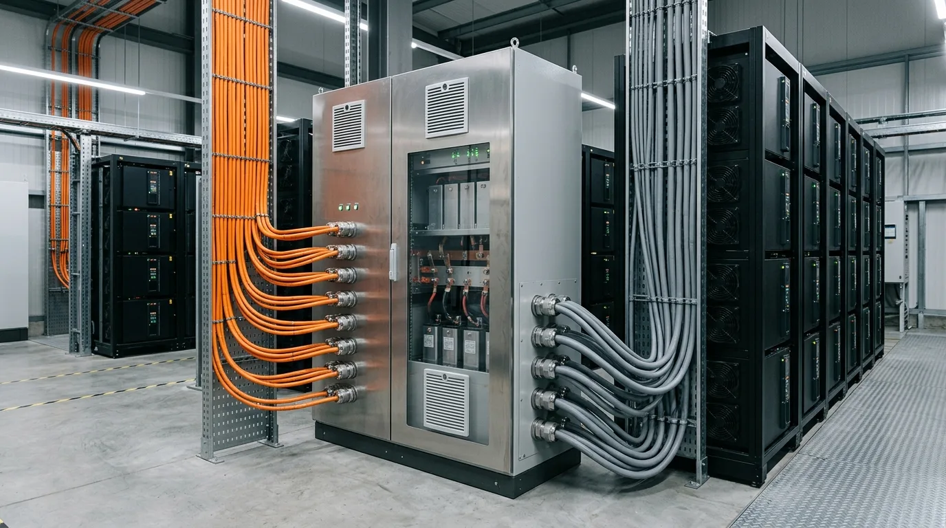 Hybrid PCS-cabinet med både PV-input og batteri-DC-tilslutninger