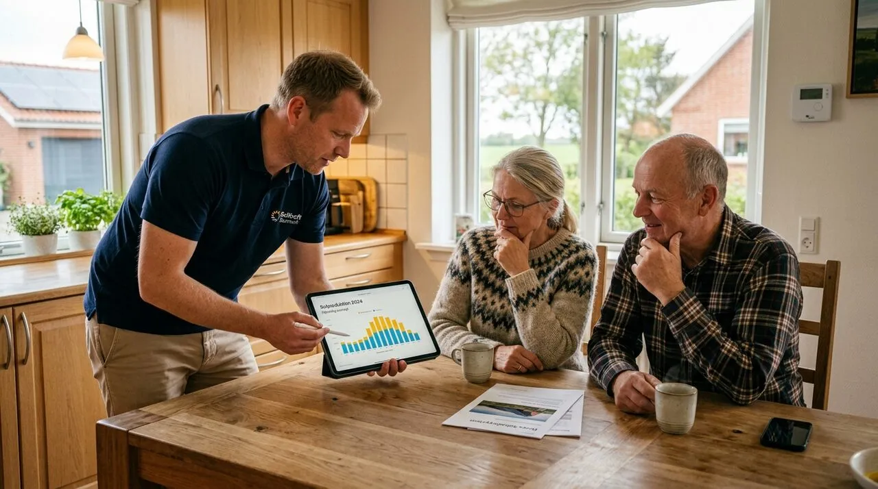 Solceller på taget af et dansk parcelhus