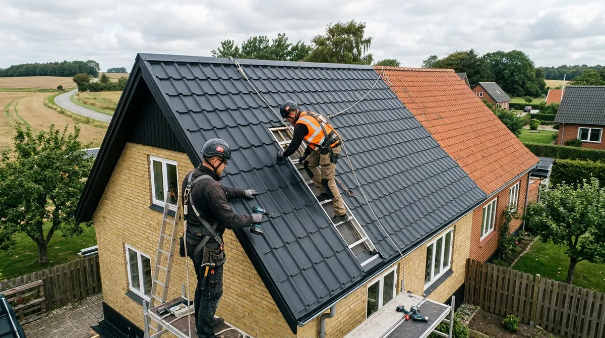 Illustrationsfoto: tagarbejde på et dansk hus
