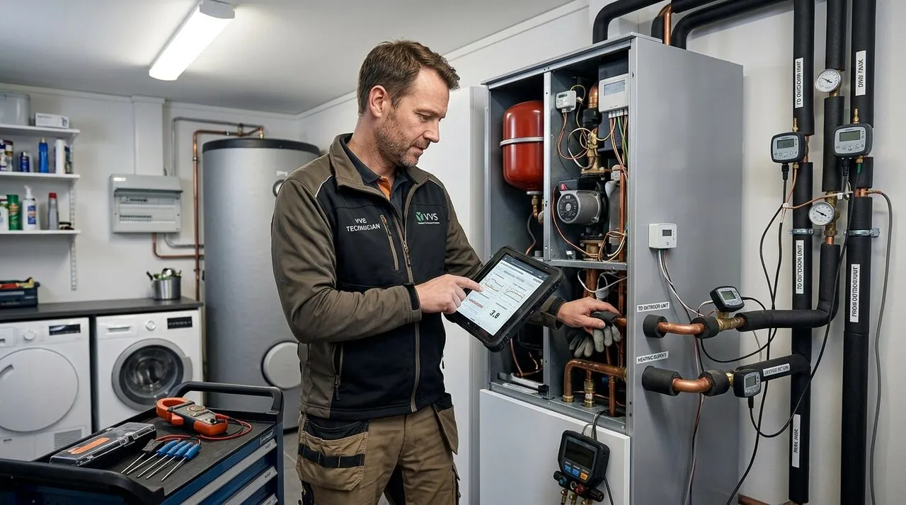 Panasonic Aquarea luft-til-vand varmepumpe udedel ved moderne dansk hus